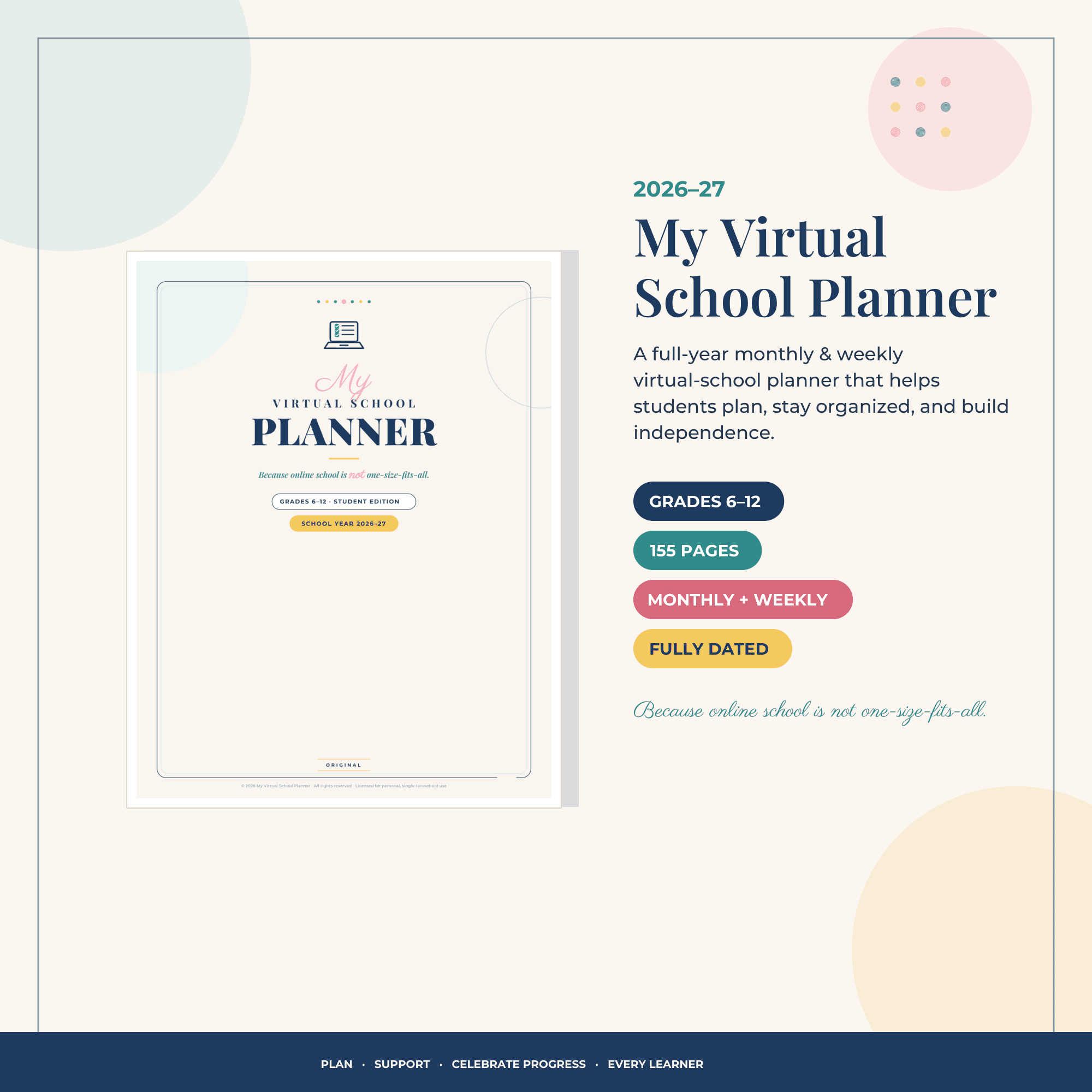 My Virtual School Planner 2026–27 — cover and overview